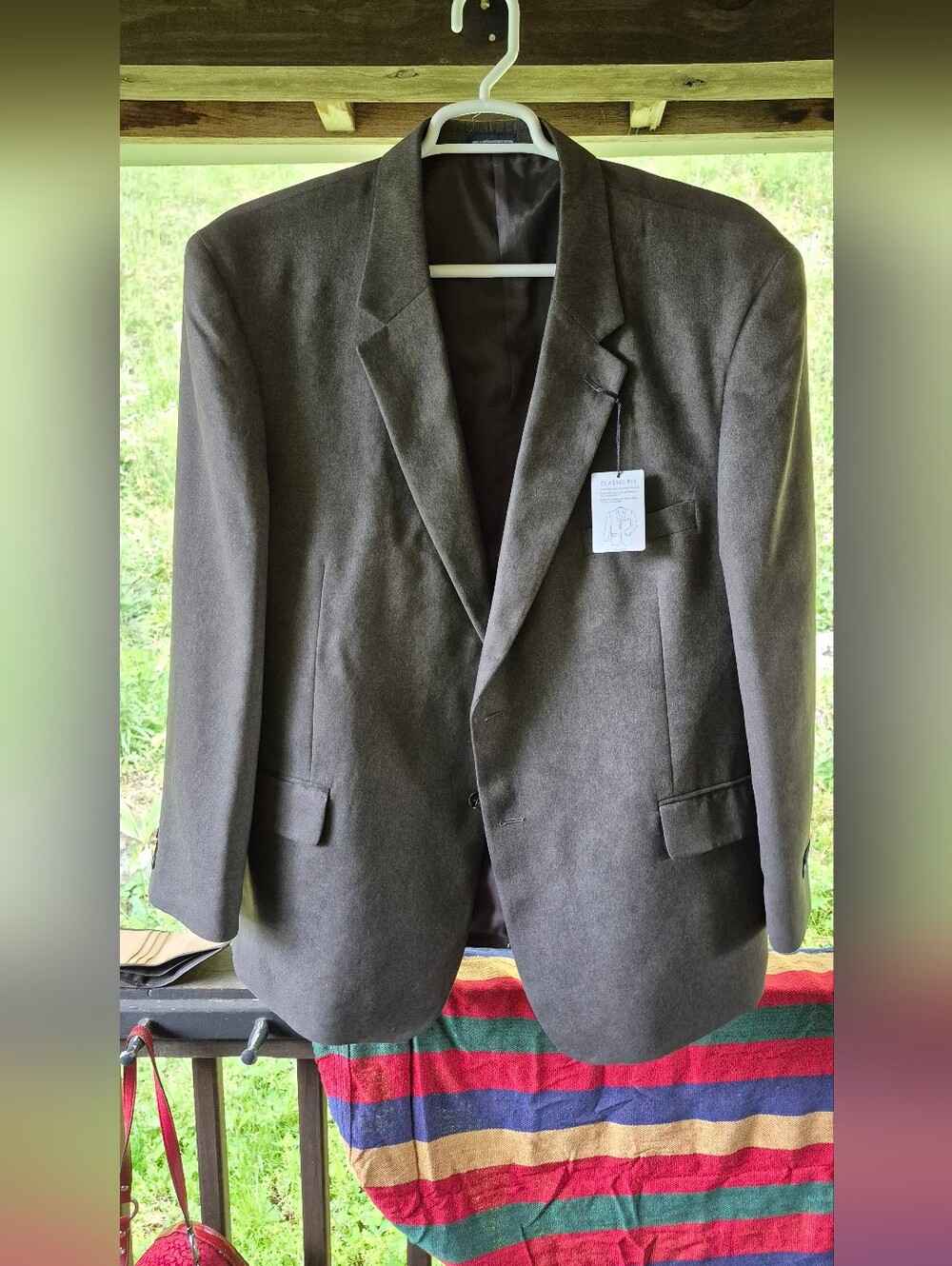 Stafford Essentials Mens Microsuede Brown Blazer Regular Fit Size 50 NWT